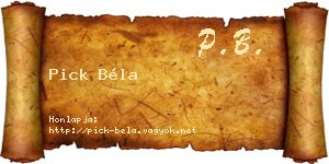 Pick Béla névjegykártya
